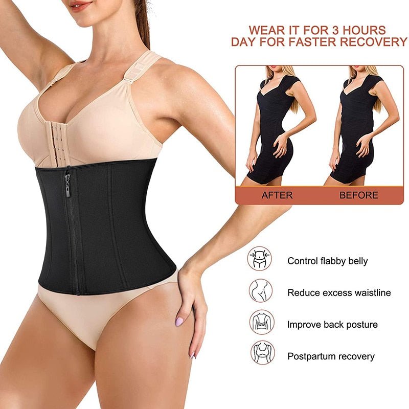 Abdominal Belt High Compression Zipper Neoprene Waist Trainer - Taylor K Shop