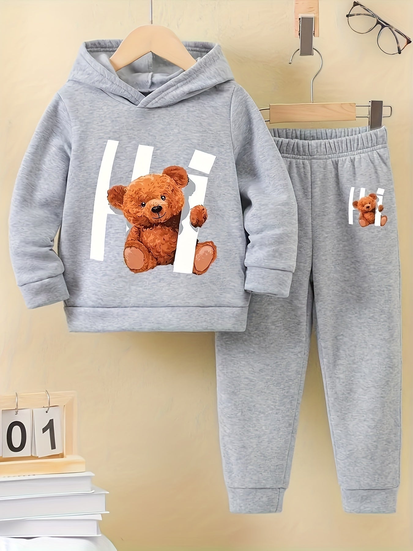 Adorable Plush Bear Hoodie Pants Set for Girls - Taylor K Shop