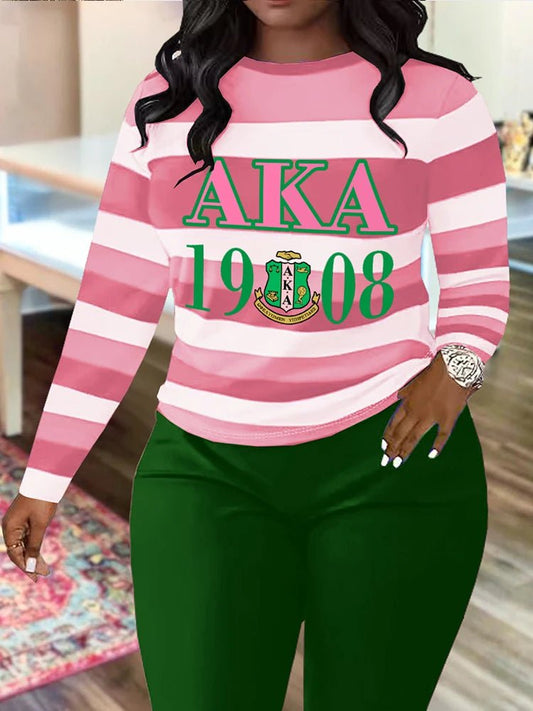 Alpha Kappa Alpha Sorority Striped Graphic TShirt - Taylor K Shop