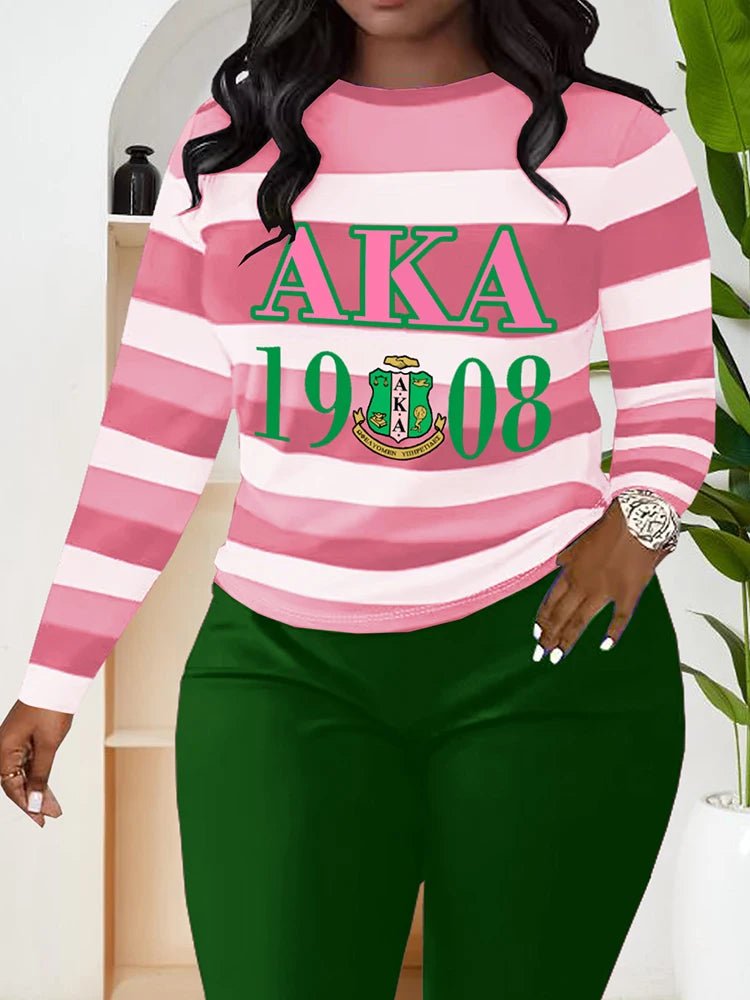 Alpha Kappa Alpha Sorority Striped Graphic TShirt - Taylor K Shop