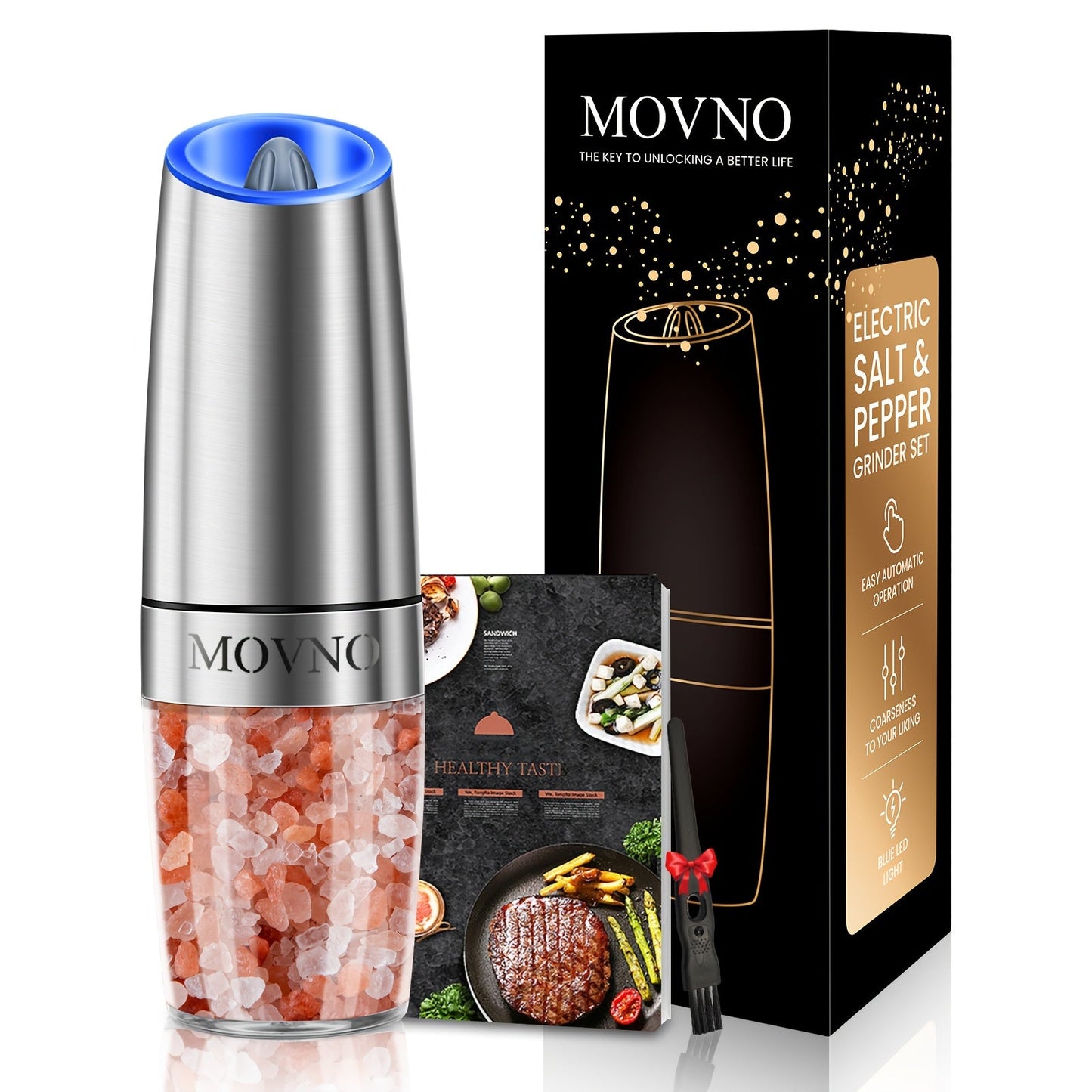 Automatic GravityPowered Salt Pepper Grinder with LED Light - Taylor K Shop
