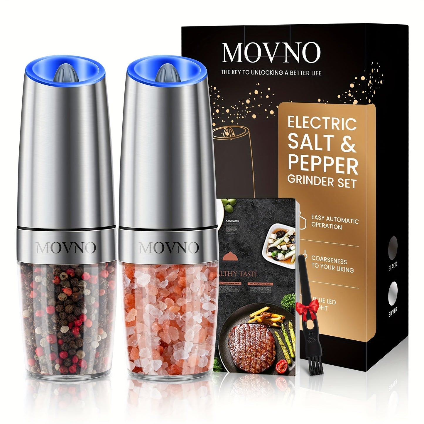 Automatic GravityPowered Salt Pepper Grinder with LED Light - Taylor K Shop