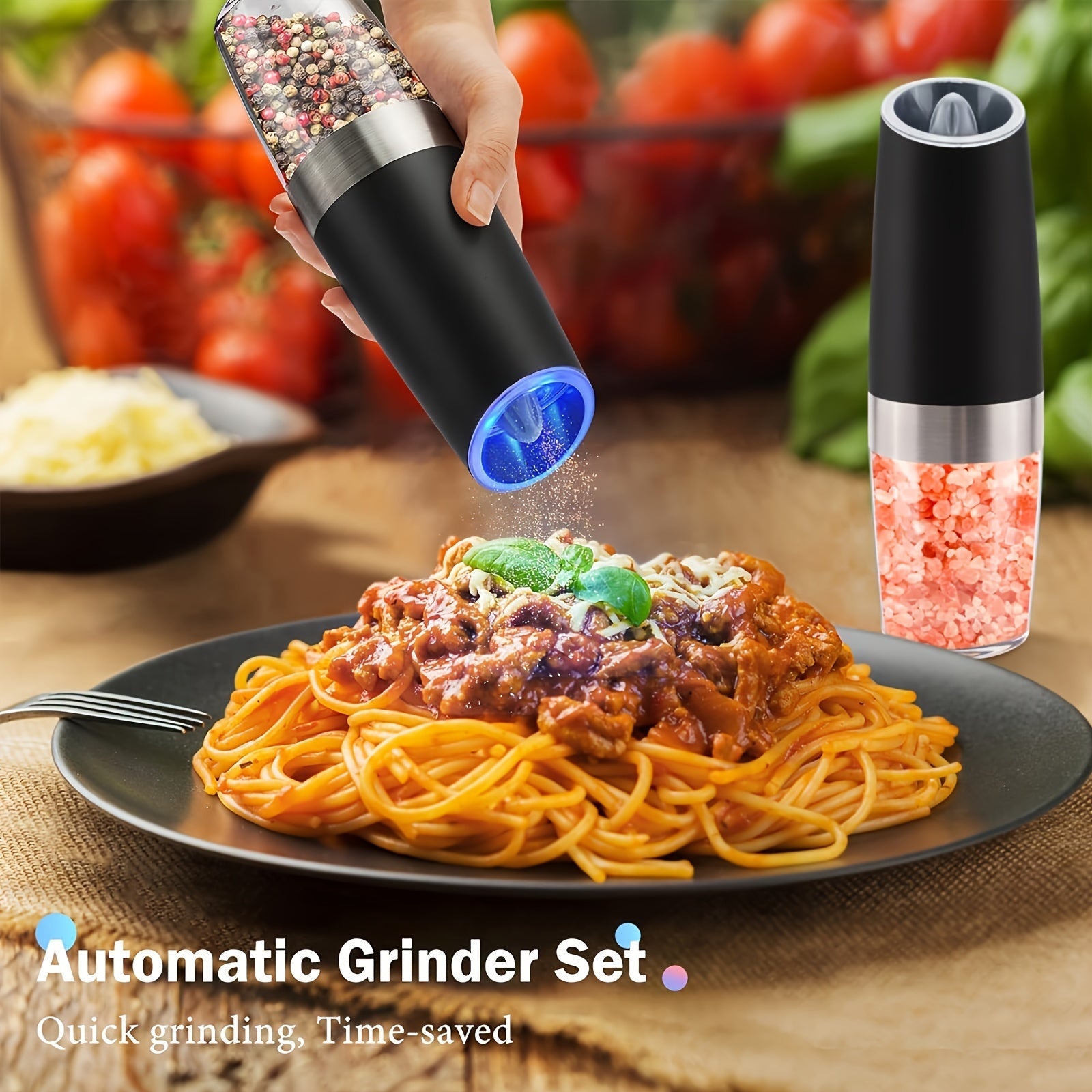 Automatic GravityPowered Salt Pepper Grinder with LED Light - Taylor K Shop