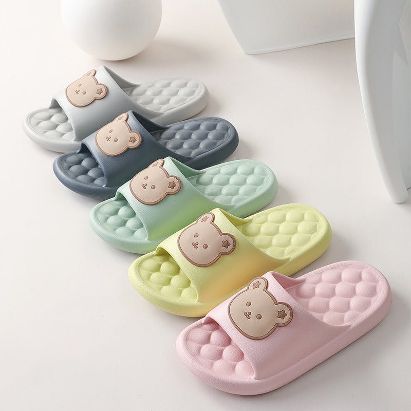 Bear Home Shoes Sole Bubble Design Massage Slippers Soft Bathroom Slippers - Taylor K Shop