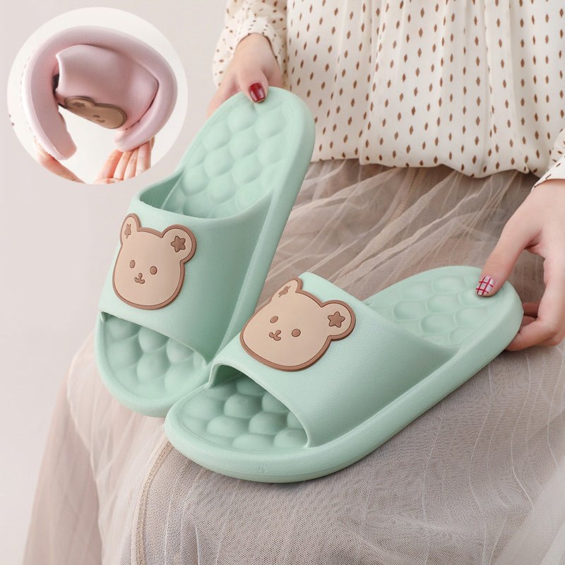 Bear Home Shoes Sole Bubble Design Massage Slippers Soft Bathroom Slippers - Taylor K Shop