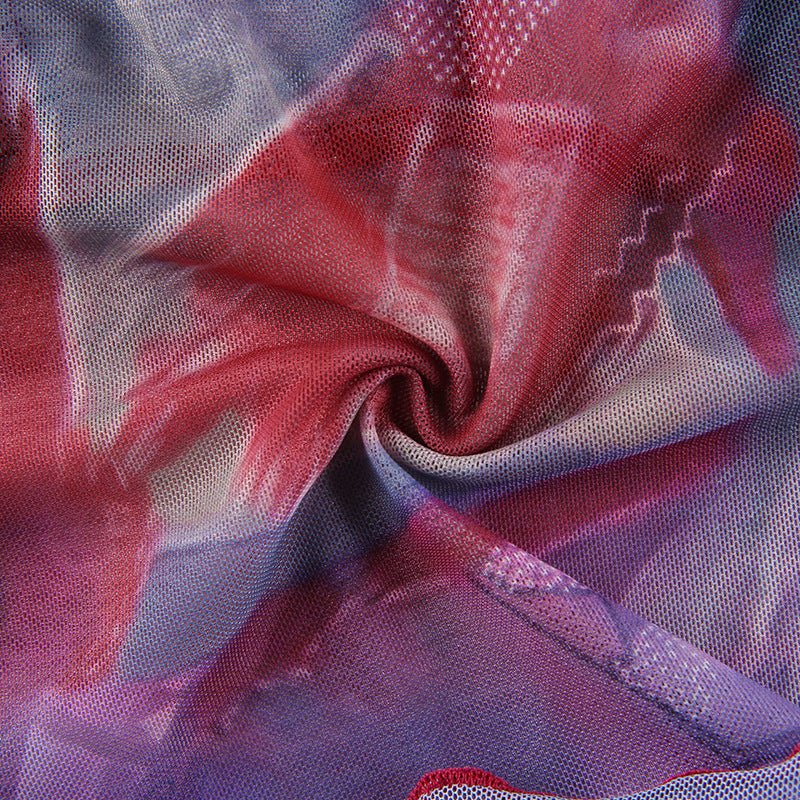 Beauty's New Mesh Print Blouse Stitching Collar Suspenders Summer - Taylor K Shop