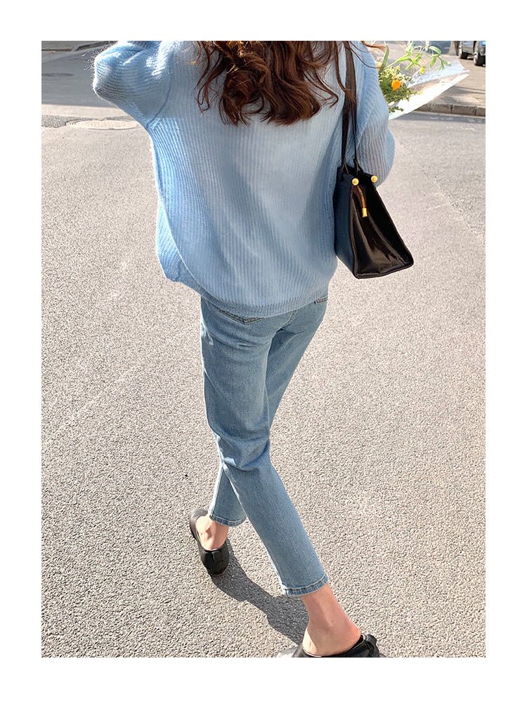 Bleached Washed High Waist Slim Straight Capris Jeans - Taylor K Shop