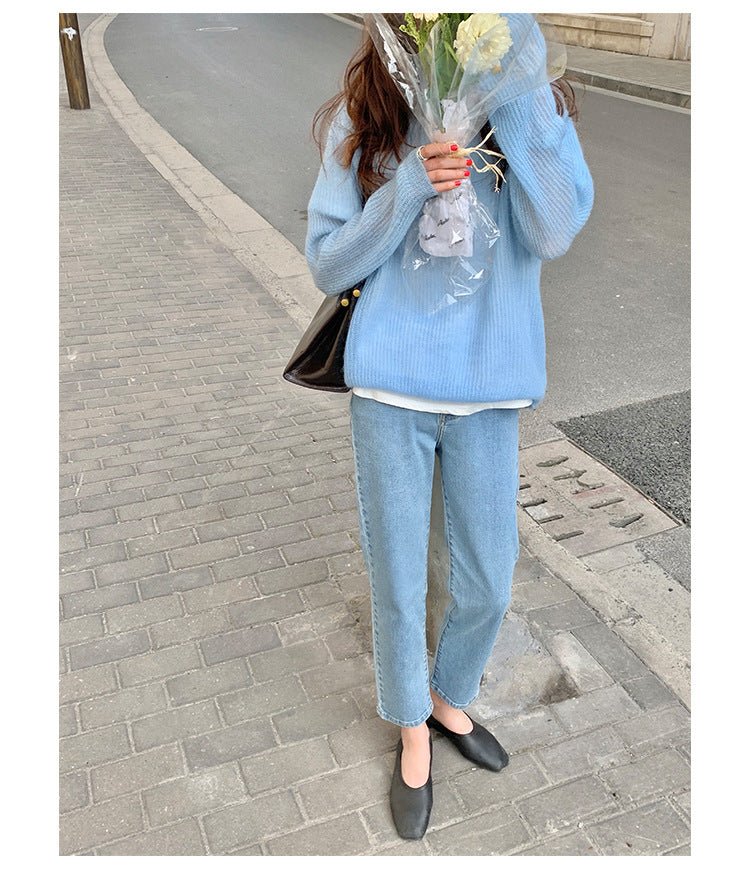 Bleached Washed High Waist Slim Straight Capris Jeans - Taylor K Shop