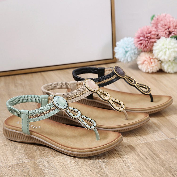 Boho Thong Sandals Women Weave Beach Shoes Flip Flops - Taylor K Shop
