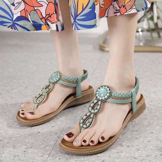 Boho Thong Sandals Women Weave Beach Shoes Flip Flops - Taylor K Shop