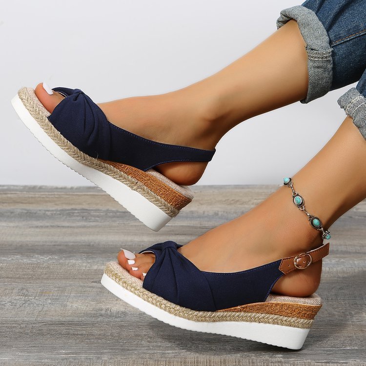 Bow Shoes Summer Peep Toe Platform Sandals Buckle Daily Casual Shoes - Taylor K Shop