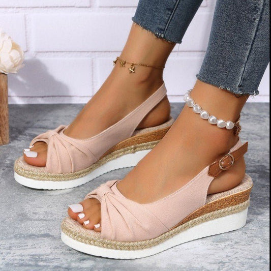 Bow Shoes Summer Peep Toe Platform Sandals Buckle Daily Casual Shoes - Taylor K Shop