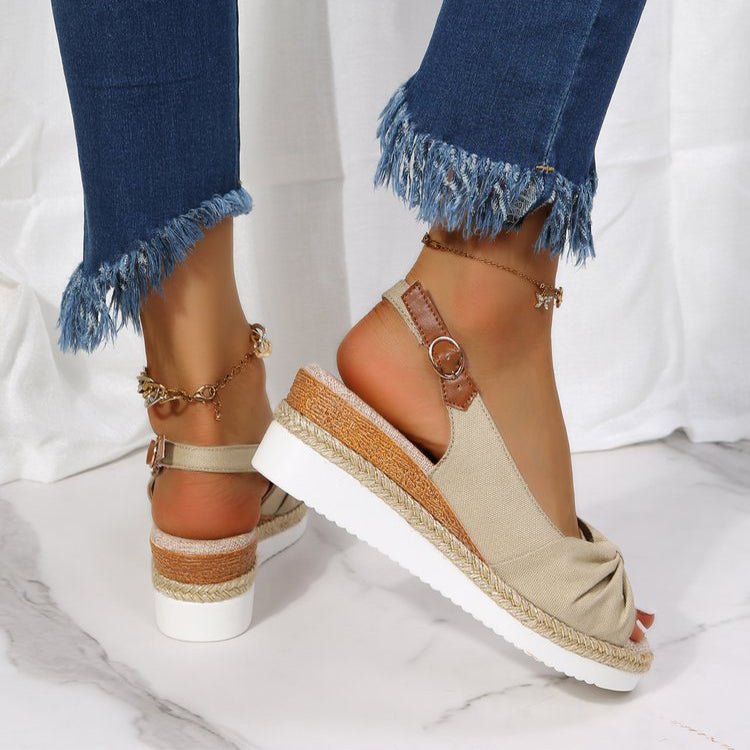 Bow Shoes Summer Peep Toe Platform Sandals Buckle Daily Casual Shoes - Taylor K Shop