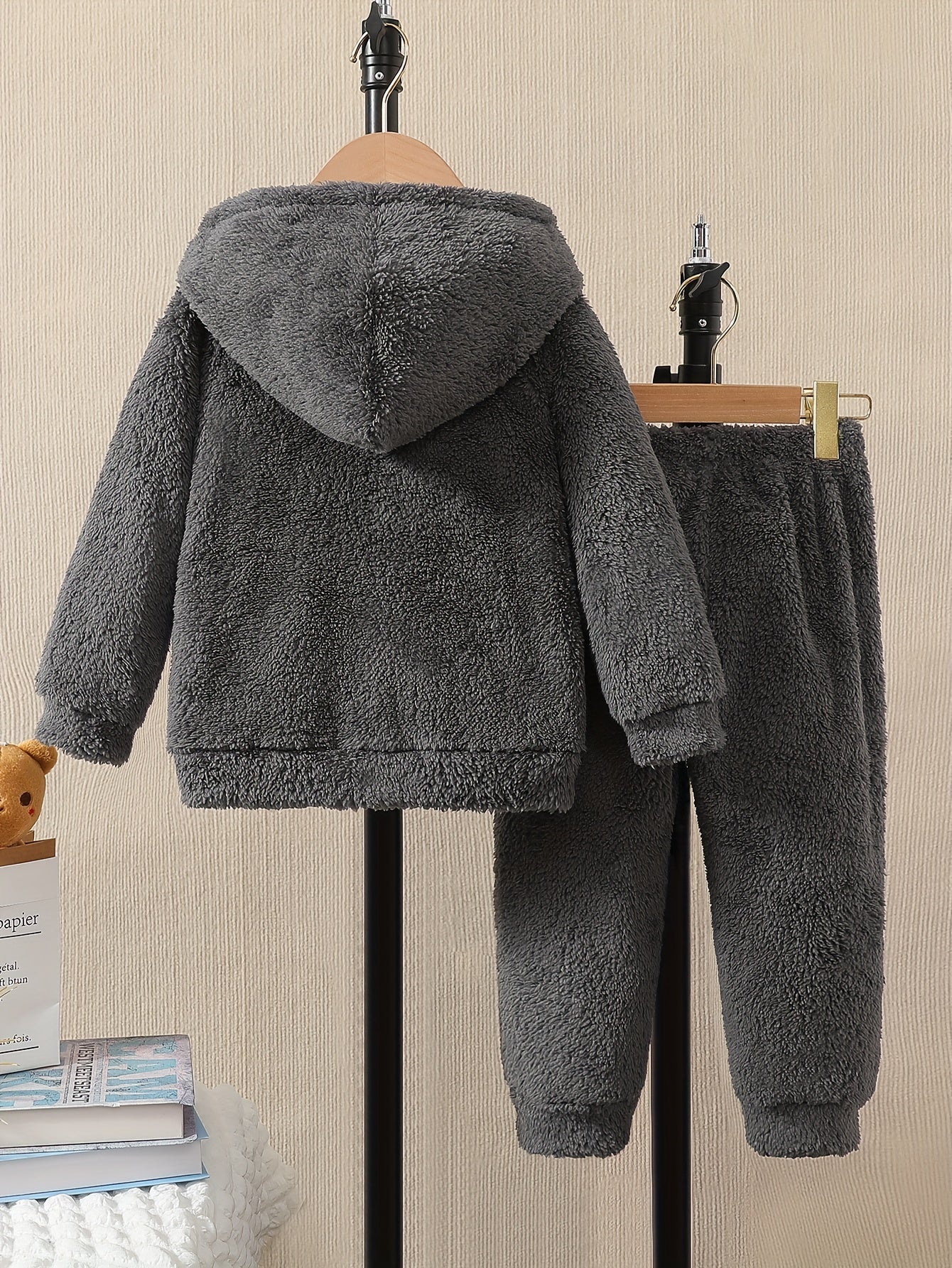 Boys Cozy Winter 3Piece Hoodie Pants Bear Bag Set - Taylor K Shop
