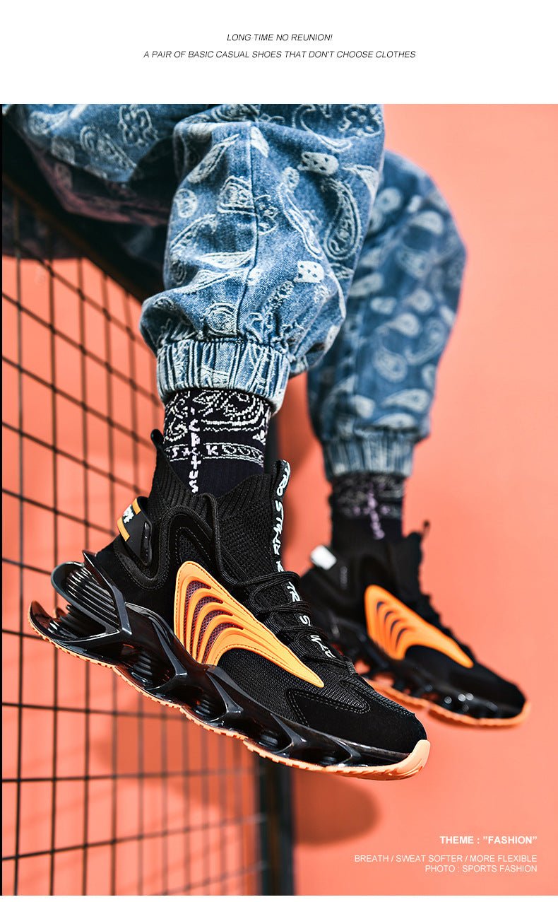 Breathable Fly Woven Mesh High - top Thick - soled Old Shoes Casual Sports Socks Running Shoes - Taylor K Shop