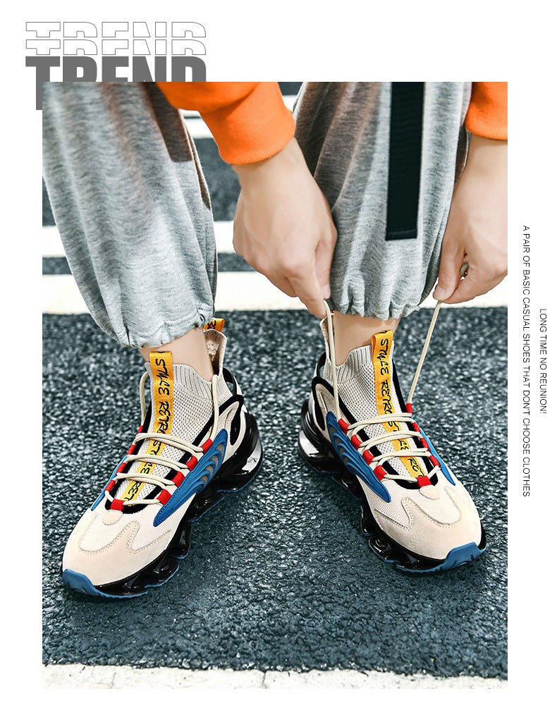 Breathable Fly Woven Mesh High - top Thick - soled Old Shoes Casual Sports Socks Running Shoes - Taylor K Shop