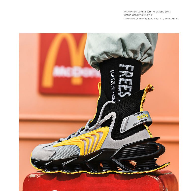 Breathable Fly Woven Mesh High - top Thick - soled Old Shoes Casual Sports Socks Running Shoes - Taylor K Shop