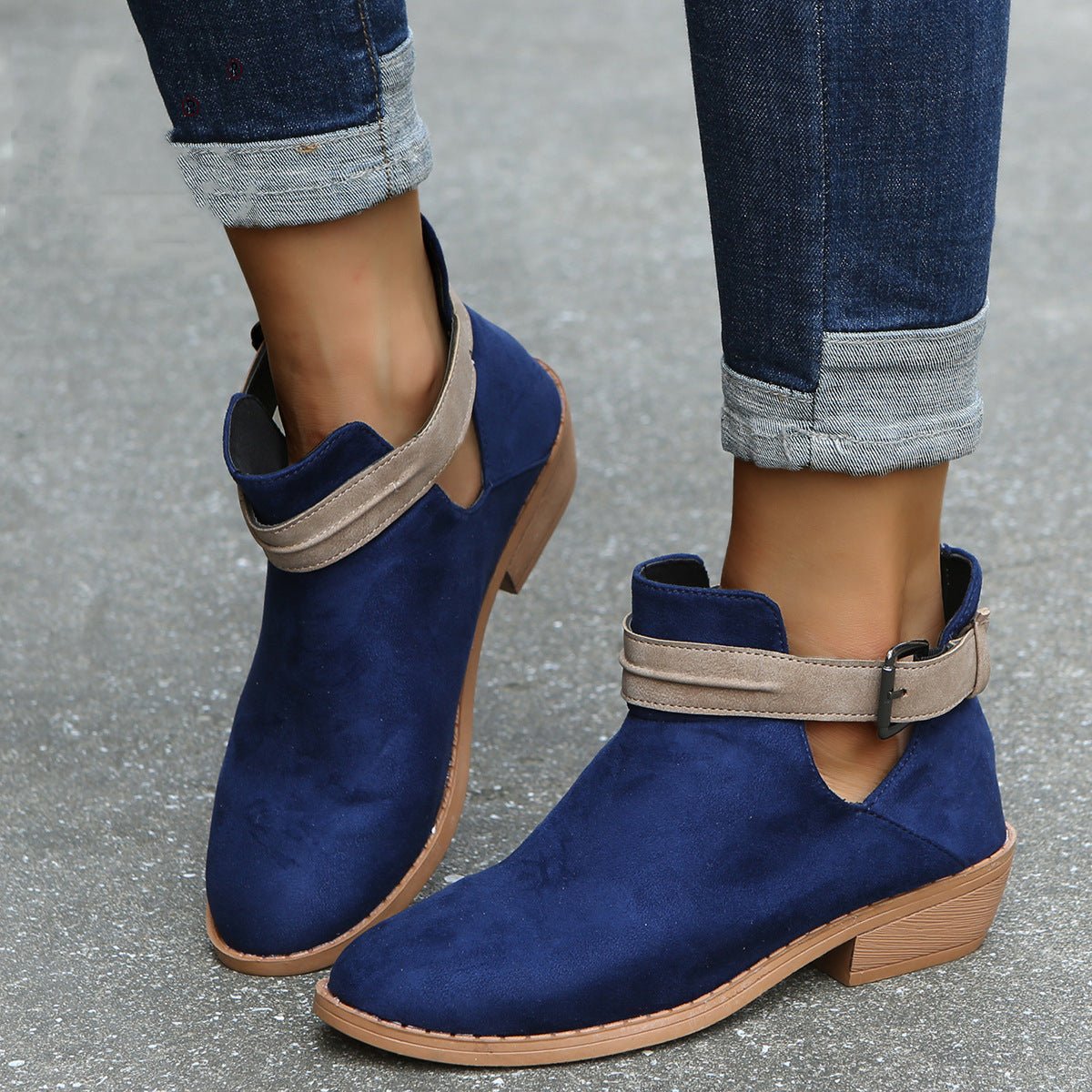 Buckle Ankle Boots Leopard V Cutout Shoes For Women - Taylor K Shop