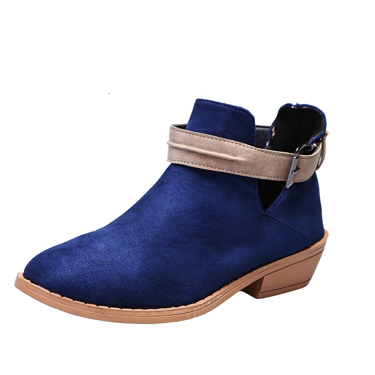 Buckle Ankle Boots Leopard V Cutout Shoes For Women - Taylor K Shop