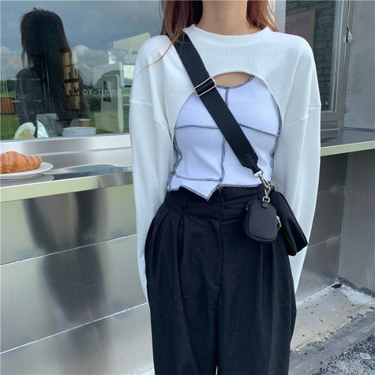 Camisole + retro layered blouse sweater - Taylor K Shop