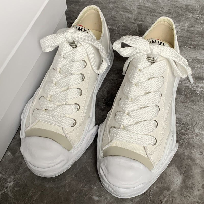 Canvas Shoes Black Lace - up Board Shoes Thick Soles Casual - Taylor K Shop