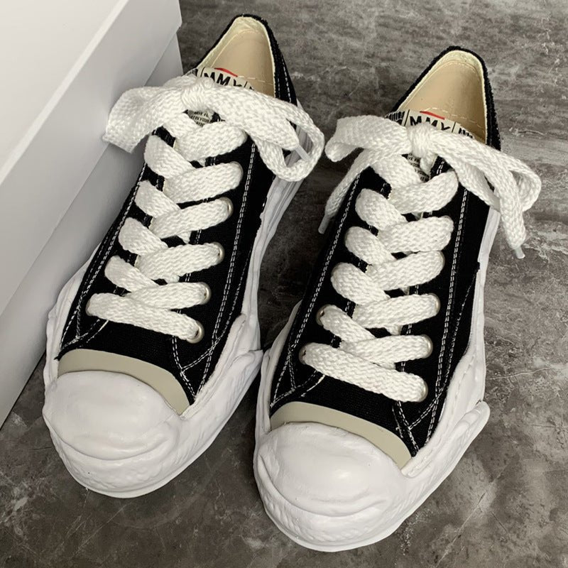 Canvas Shoes Black Lace - up Board Shoes Thick Soles Casual - Taylor K Shop