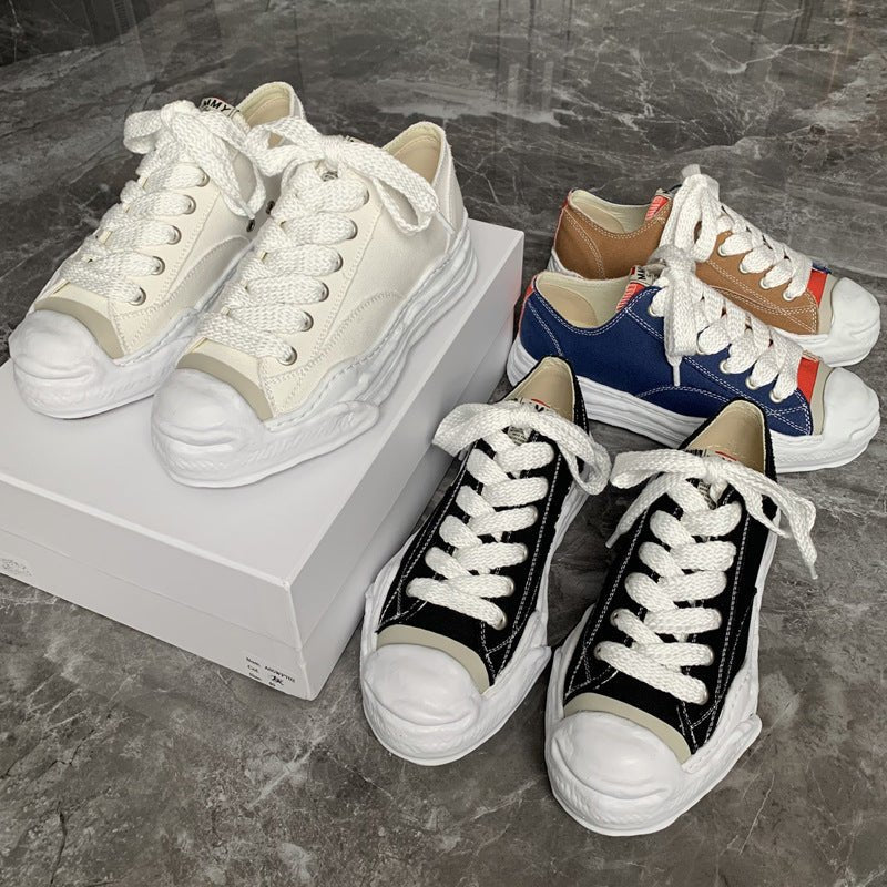Canvas Shoes Black Lace - up Board Shoes Thick Soles Casual - Taylor K Shop
