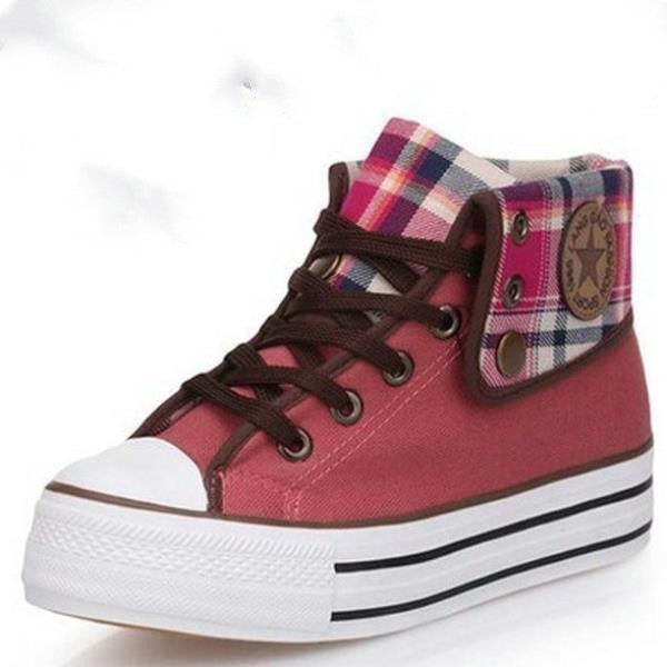 Canvas Shoes Girl Thick Soled Flat Bottom Korean Muffin Heel Casual Shoes Student Shoes Board Shoes Plush - Taylor K Shop