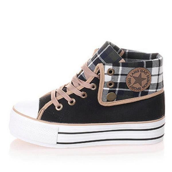 Canvas Shoes Girl Thick Soled Flat Bottom Korean Muffin Heel Casual Shoes Student Shoes Board Shoes Plush - Taylor K Shop