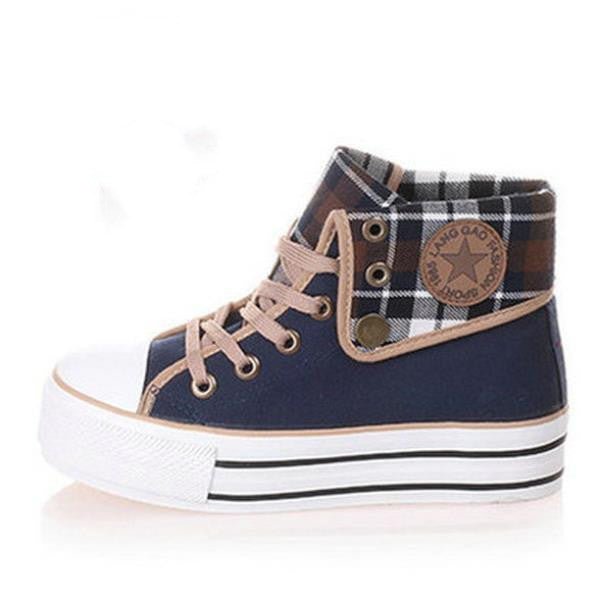 Canvas Shoes Girl Thick Soled Flat Bottom Korean Muffin Heel Casual Shoes Student Shoes Board Shoes Plush - Taylor K Shop