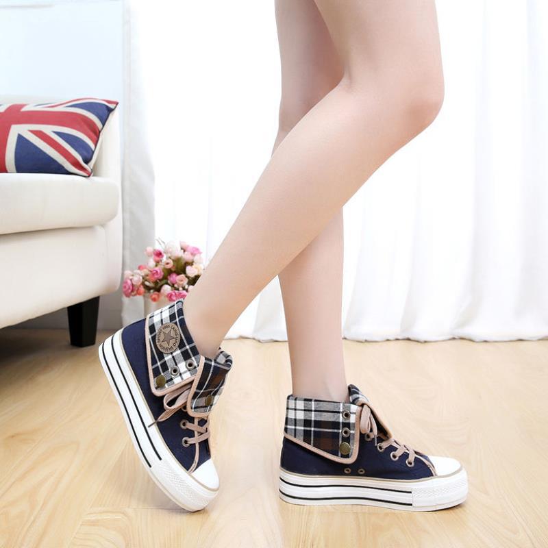 Canvas Shoes Girl Thick Soled Flat Bottom Korean Muffin Heel Casual Shoes Student Shoes Board Shoes Plush - Taylor K Shop