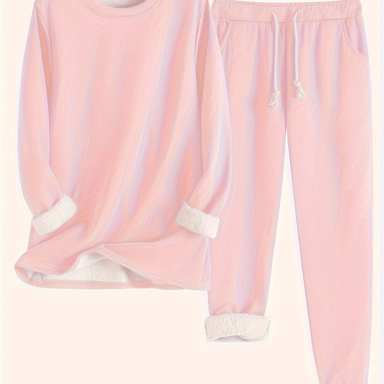 Casual Fall Winter TwoPiece Set Crew Neck Drawstring Pants - Taylor K Shop