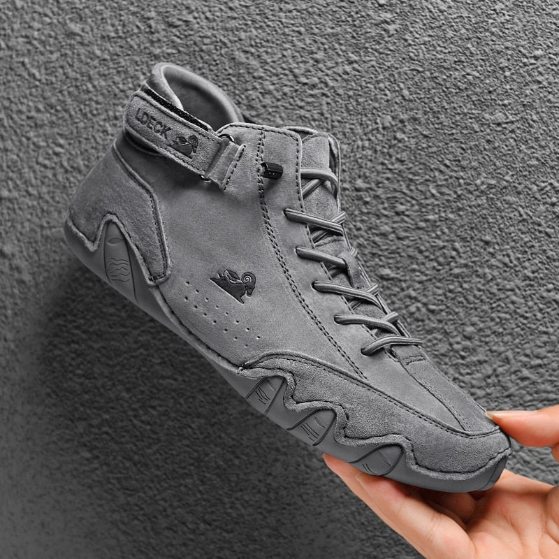 Casual Leather Ankle Boots for Women Trend 2023 New In Ladies High Top Sneakers Luxury Brand Woman Shoes Large Size Footwear - Taylor K Shop