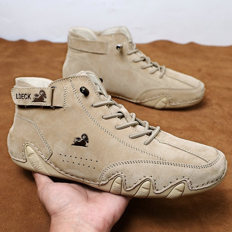 Casual Leather Ankle Boots for Women Trend 2023 New In Ladies High Top Sneakers Luxury Brand Woman Shoes Large Size Footwear - Taylor K Shop