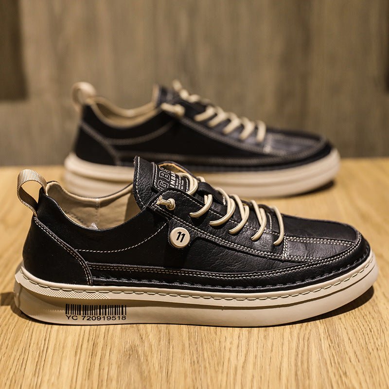 Casual Leather Shoes Men's British Trend All - match White Shoes Men's Board Shoes Trendy Shoes - Taylor K Shop