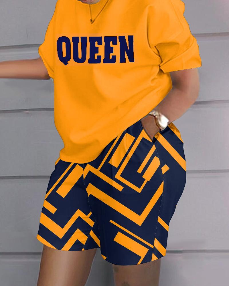 Casual Loose Print Tshirt Short Set Women 2023 Summer O - neck Patchwork T Shirt Two Piece Set And Pockets Shorts Suits - Taylor K Shop