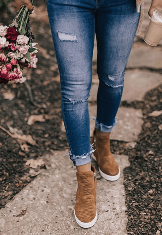 Casual shoes round toe hollow size women's shoes - Taylor K Shop
