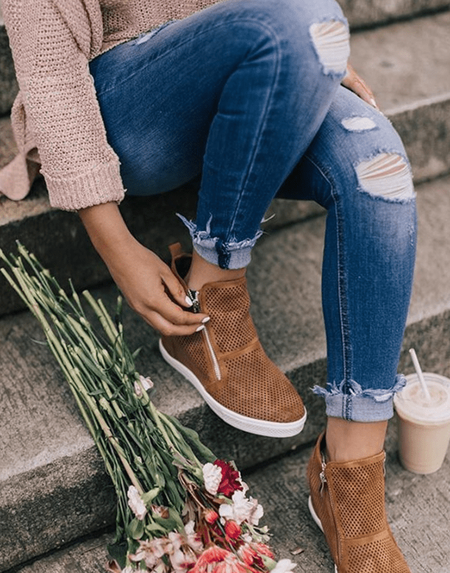 Casual shoes round toe hollow size women's shoes - Taylor K Shop
