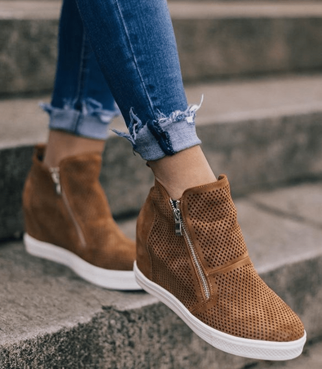 Casual shoes round toe hollow size women's shoes - Taylor K Shop