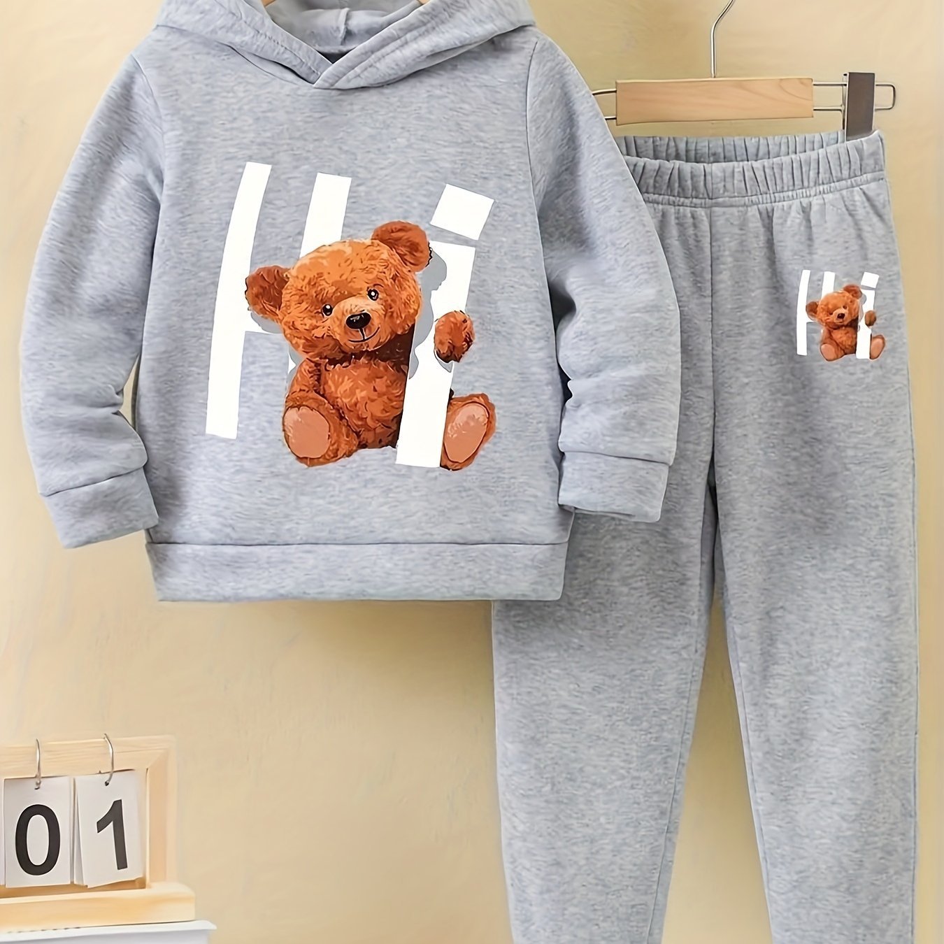 Charming Plush Bear Hoodie Pants Set for Girls - Taylor K Shop