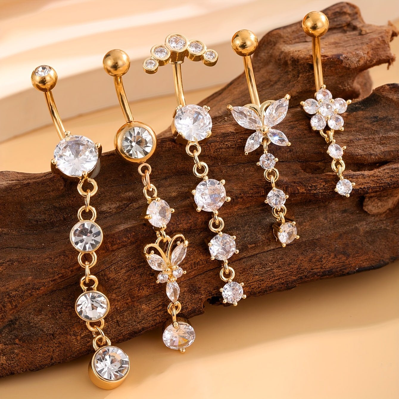 Chic 5Piece Stainless Steel Belly Ring Set - Taylor K Shop