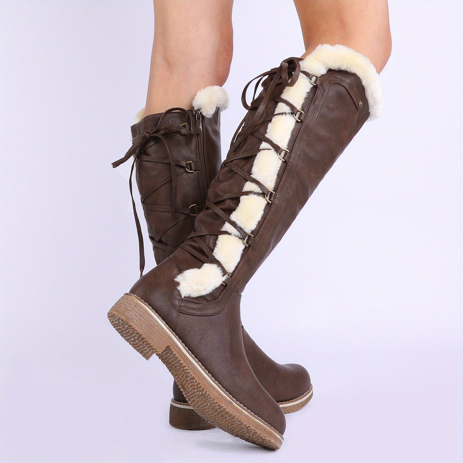 Chic Faux Fur KneeHigh Boots with Cozy Lining - Taylor K Shop