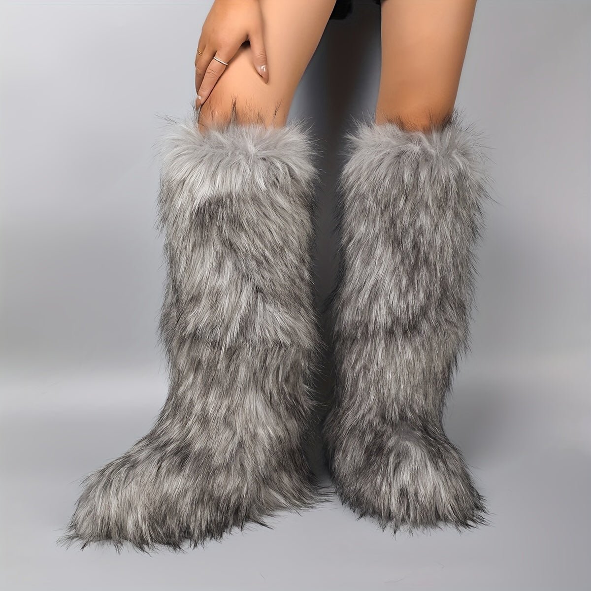 Chic Womens Knee High Faux Fur Winter Boots - Taylor K Shop