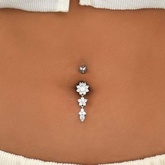 Chic Zirconia Flower Belly Ring for Women - Taylor K Shop