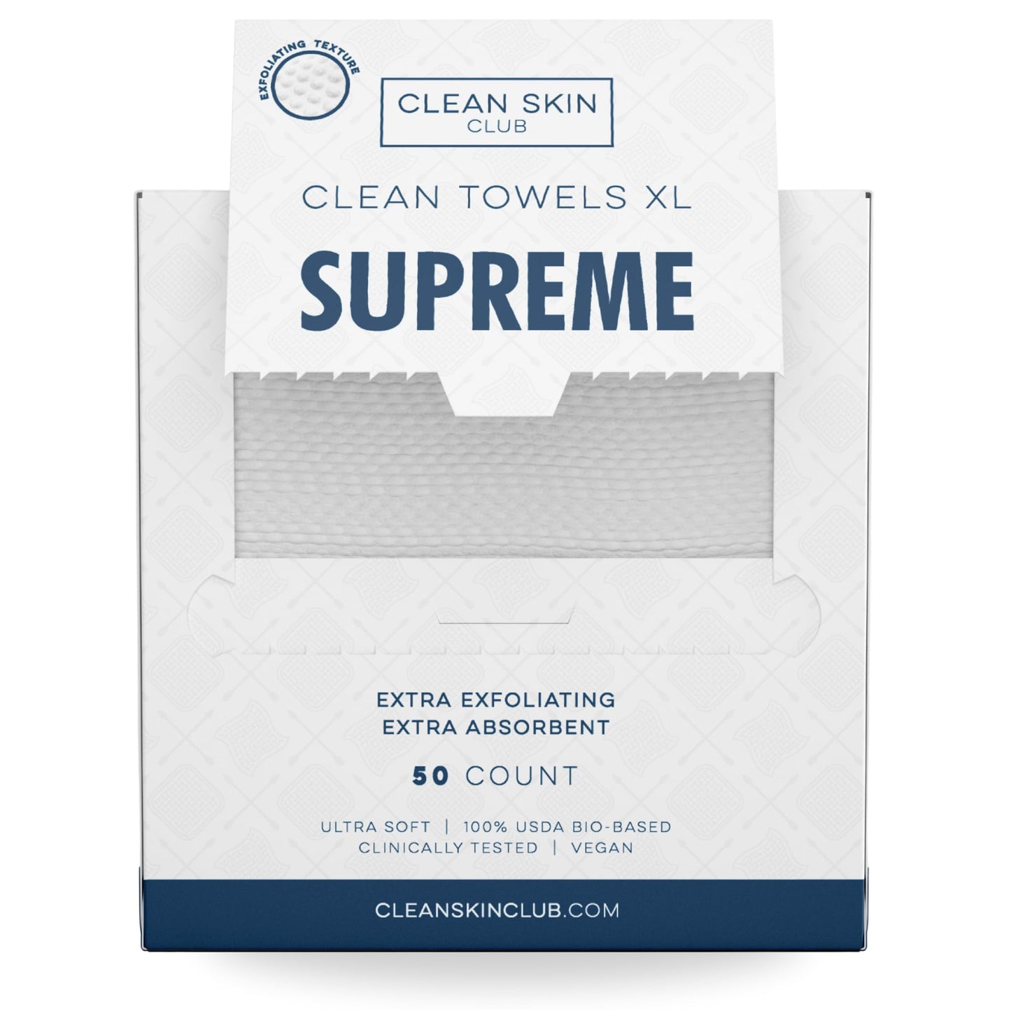 Clean Skin Club Clean Towels XL™, 100% USDA Biobased Face Towel, Disposable Face Towelette, Makeup Remover Dry Wipes, Ultra Soft, 50 Ct, 1 Pack - Taylor K Shop