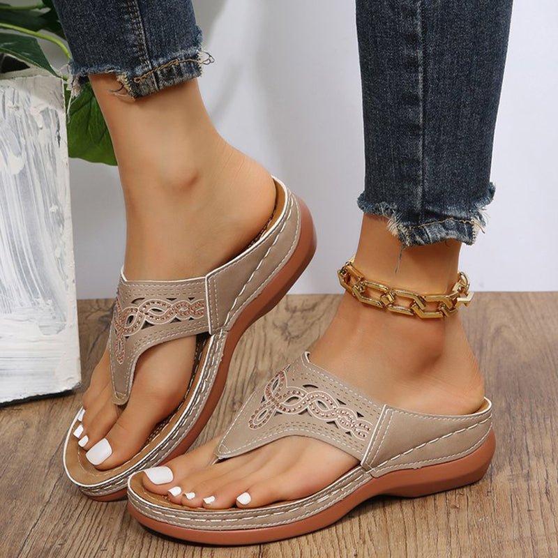 Clip Toe Wedge Sandals Women Summer Flip Flops Slippers Beach Shoes - Taylor K Shop