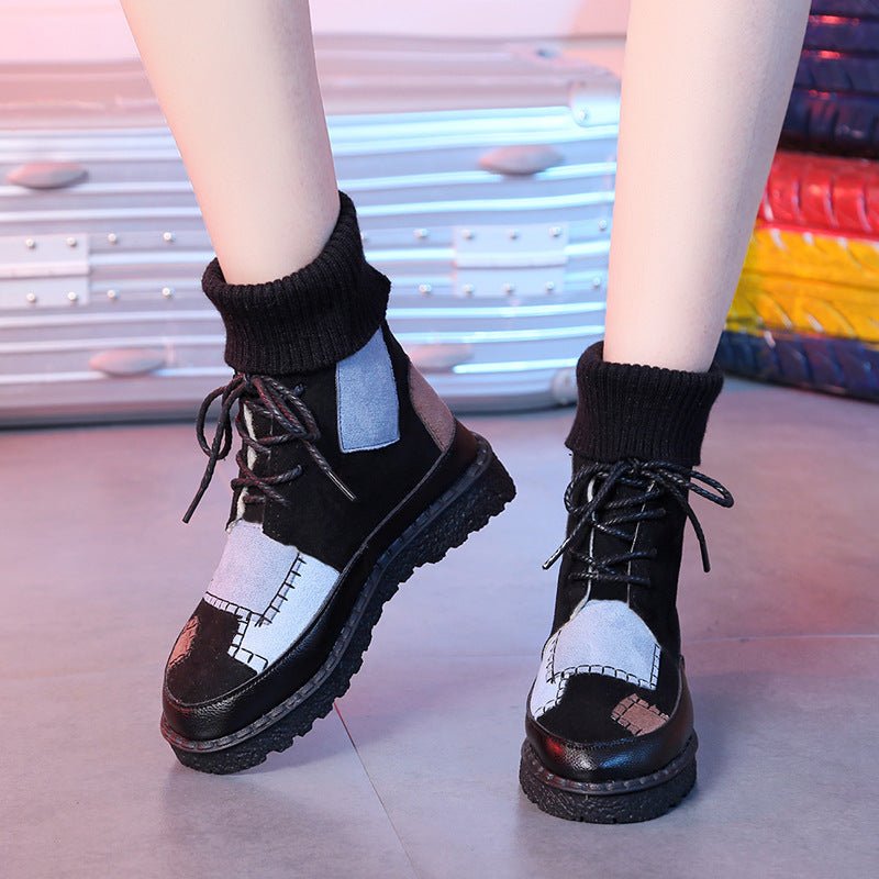 Color matching casual students high - top shoes - Taylor K Shop