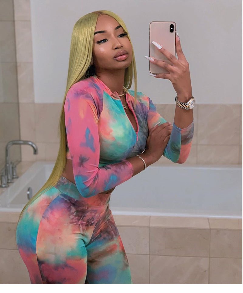 Color zipper yoga pants - Taylor K Shop