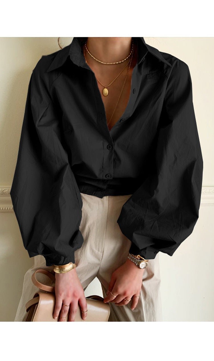 Commute cotton long - sleeved blouse - Taylor K Shop