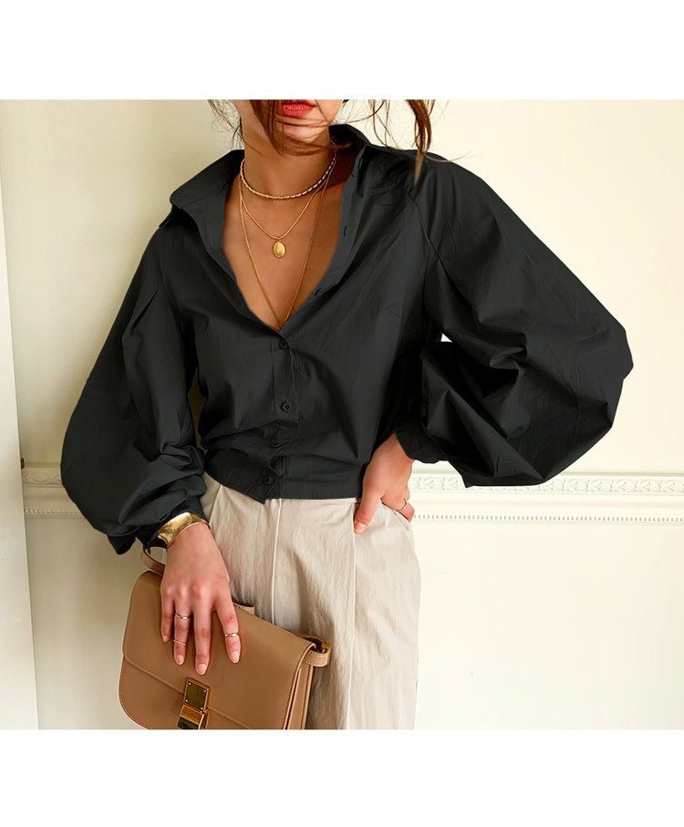 Commute cotton long - sleeved blouse - Taylor K Shop